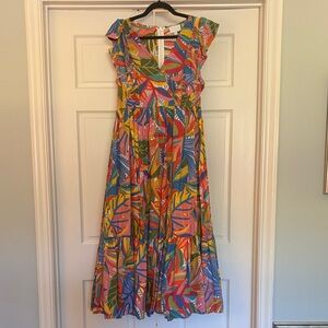 Sugarlips Colorful Palm and Floral Print Midi Dress